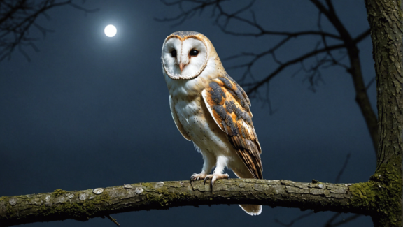 the barn owl is the ghostly guardian of the night, with its striking white heart-shaped face and silent flight, making it an iconic symbol of stealth and wisdom in the darkness.